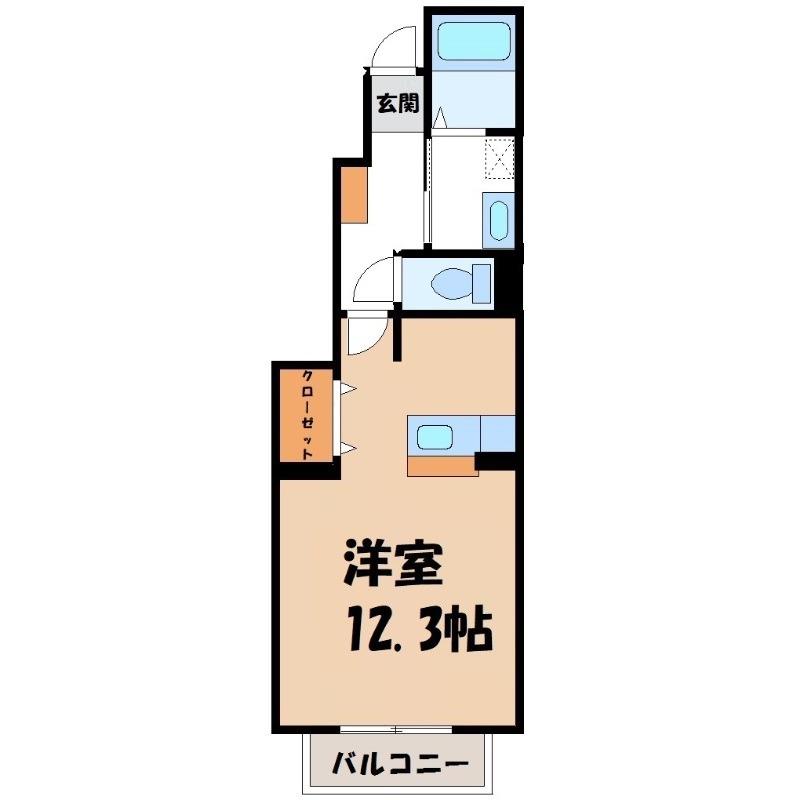 アザレアI(ワンルーム/1階)の間取り写真