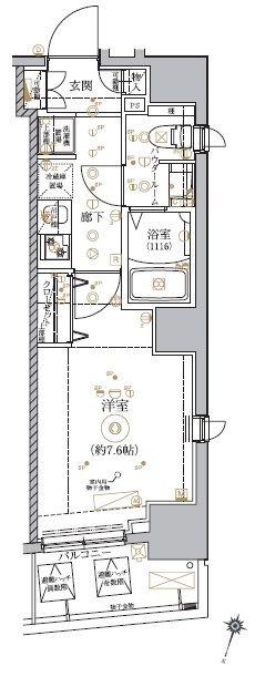 RELUXIA門前仲町(1K/5階)の間取り写真