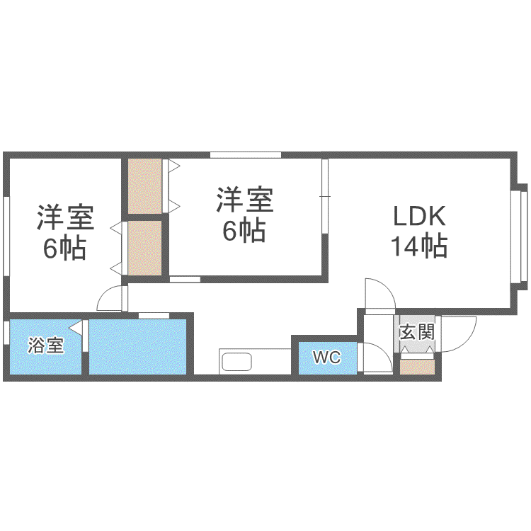 ロイヤル24(2LDK/2階)の間取り写真