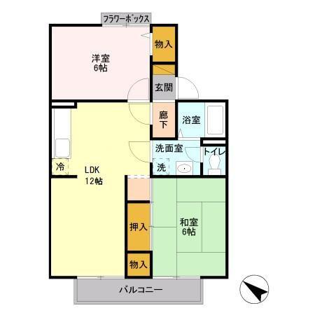 メゾンパークス東大宮(2LDK/2階)の間取り写真