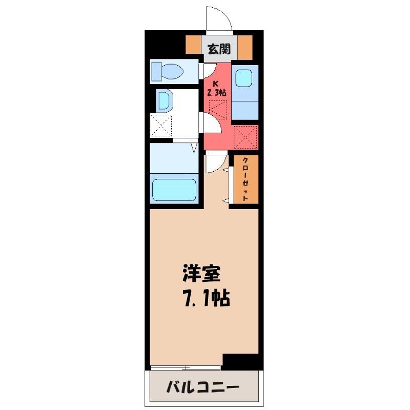 JR両毛線 前橋駅 バス乗車時間:18分 最寄りバス停で下車 徒歩10分 2階建 築5年(1K/1階)の間取り写真