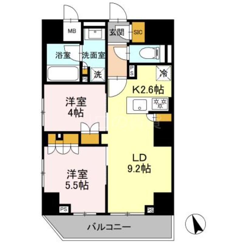 リーラ品川戸越(2LDK/15階)の間取り写真