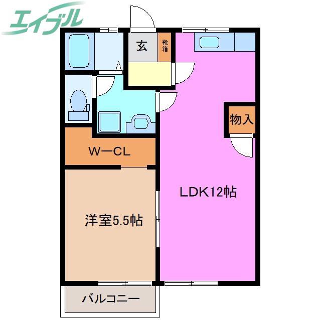 メープルマツモト(1LDK/1階)の間取り写真