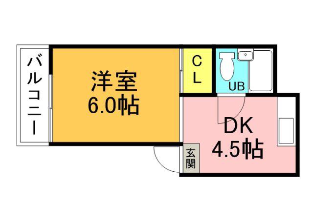 コーポエキスイ(1DK/4階)の間取り写真