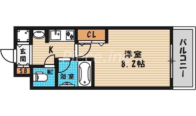 レジュールアッシュ梅田イースト(1K/13階)の間取り写真