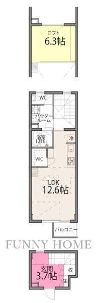 TAS経堂レジデンス(1LDK/3階)の間取り写真