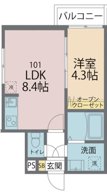 カインドネス八王子元本郷(1LDK/1階)の間取り写真