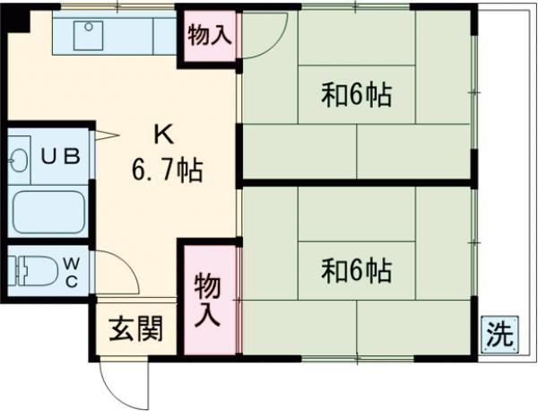 ハイム灘北(2DK/3階)の間取り写真