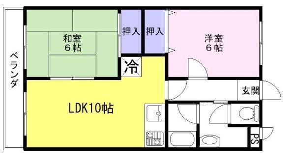 ジョイアカンサイ(2LDK/3階)の間取り写真