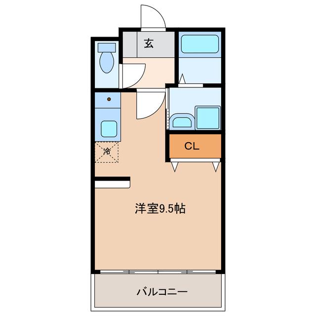 トパーズ(ワンルーム/1階)の間取り写真