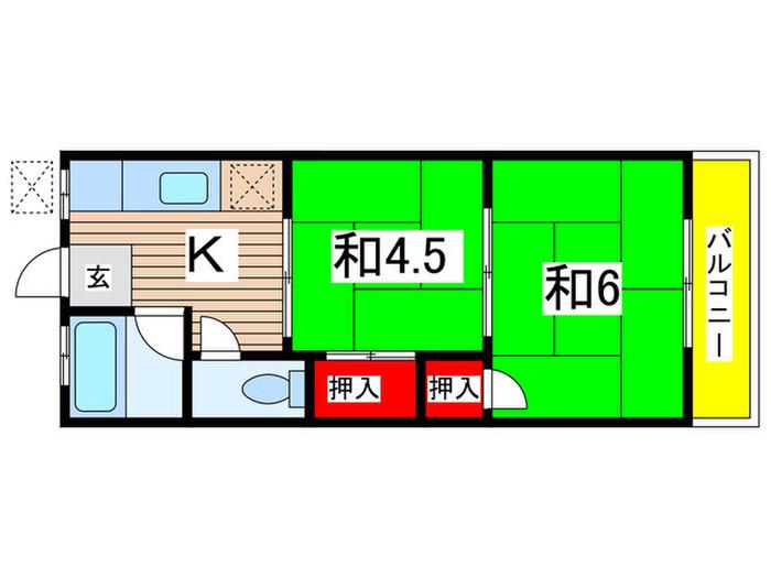 フレンドハイツ(2K/2階)の間取り写真