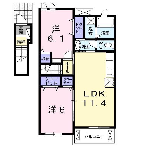 シャルロット I(2LDK/2階)の間取り写真
