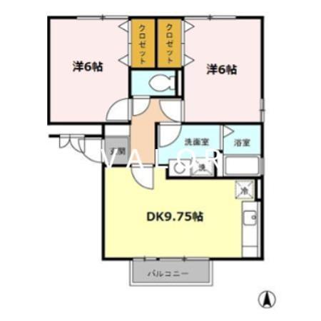 サンフルさがみ野ABC(2DK/2階)の間取り写真