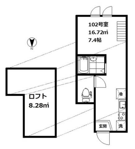 クレスト西馬込(ワンルーム/1階)の間取り写真