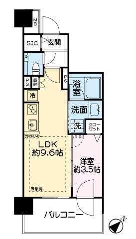 エクセレントシティ蕨ステーションフロント(1LDK/10階)の間取り写真