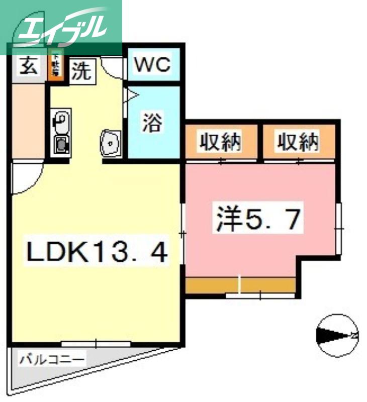 KM大元駅前(1LDK/3階)の間取り写真