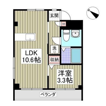 ベルハイツ(1LDK/1階)の間取り写真