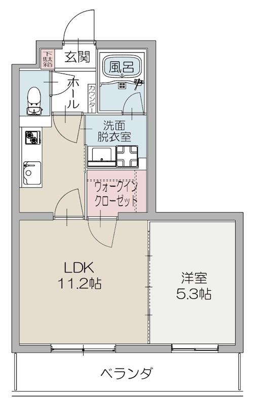 ミルキーウェイ“フジ”(1SK/3階)の間取り写真