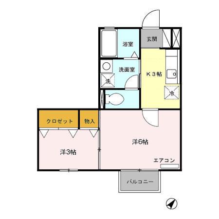 セジュール赤羽根(2K/2階)の間取り写真