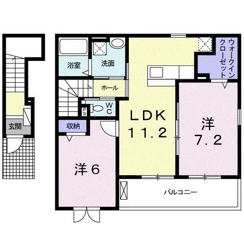 サニーホワイトVI(2LDK/2階)の間取り写真