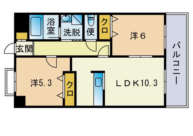 ブリアール矢部与(2LDK/3階)の間取り写真