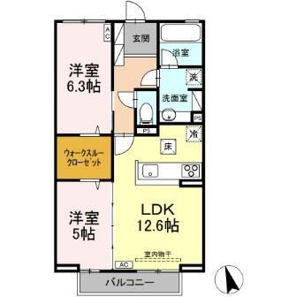 グランディール(2LDK/1階)の間取り写真