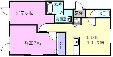 双葉の杜B棟(2LDK/1階)の間取り写真