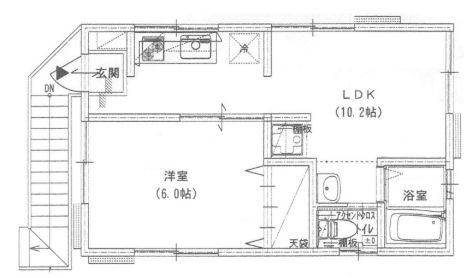 ハイツ石倉(1LDK/2階)の間取り写真