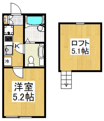 アザーレ・ターコイズよみうりランド前(1K/1階)の間取り写真
