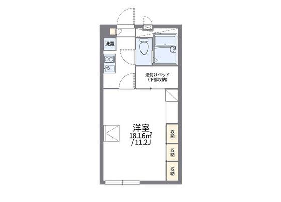 レオパレス福岡C(1K/1階)の間取り写真