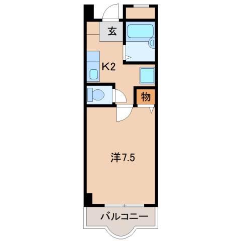 グランメール三葛(1K/4階)の間取り写真