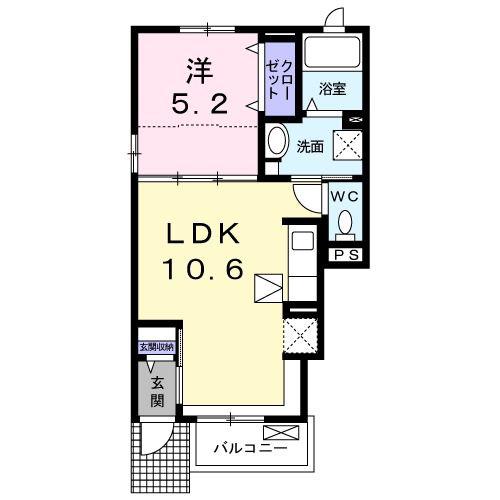 メゾンラシュレ(1LDK/1階)の間取り写真