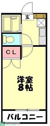 パークサイド小川1(1K/2階)の間取り写真