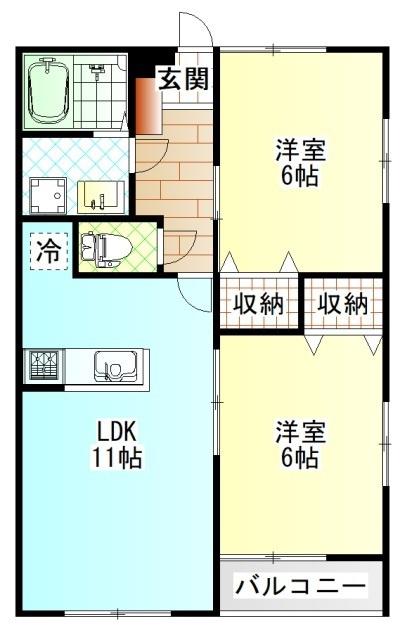 ブルーコート(2LDK/2階)の間取り写真