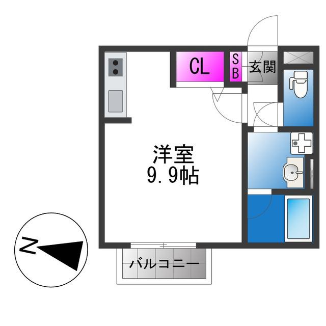 アールグレイコート桃谷(ワンルーム/2階)の間取り写真