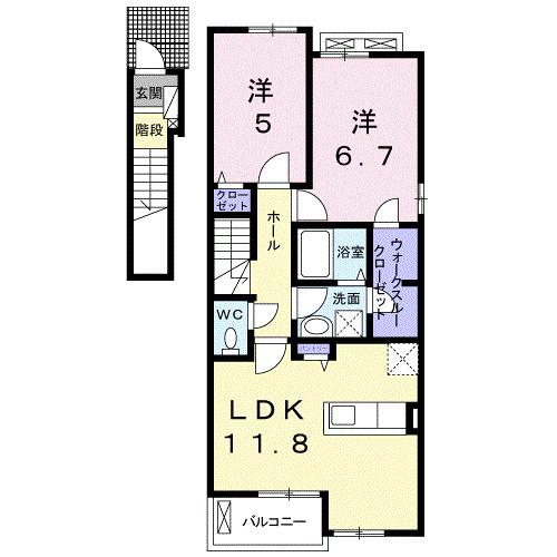 グランデ シーナV(2LDK/2階)の間取り写真