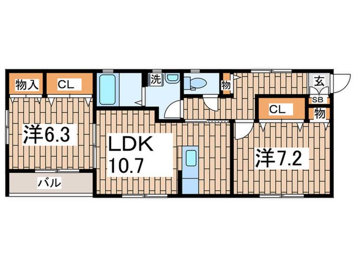 シャルマン富岡(2LDK/2階)の間取り写真