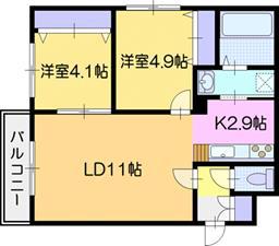 MEIJEEKAN(2LDK/4階)の間取り写真