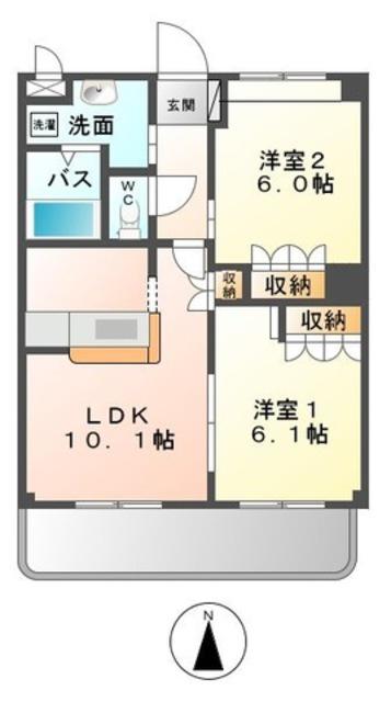 ベルファミーユ 1(2LDK/2階)の間取り写真