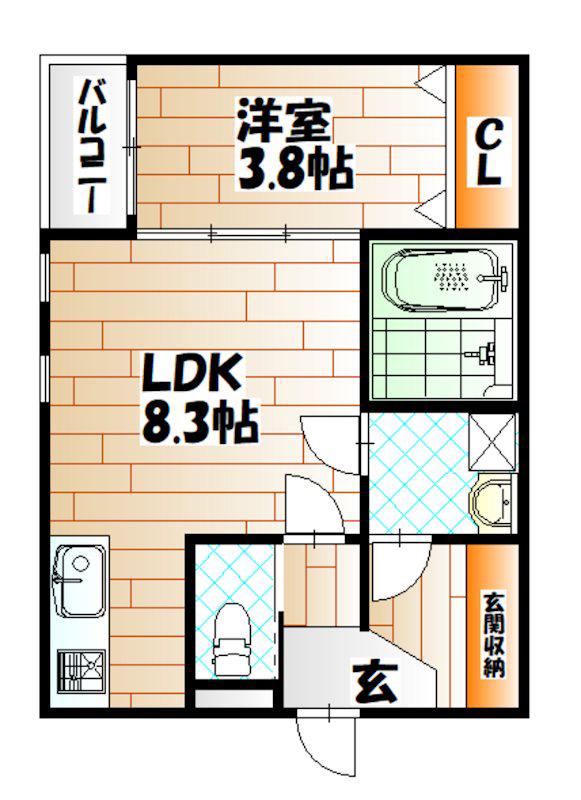 イルシオン戸畑(1LDK/2階)の間取り写真