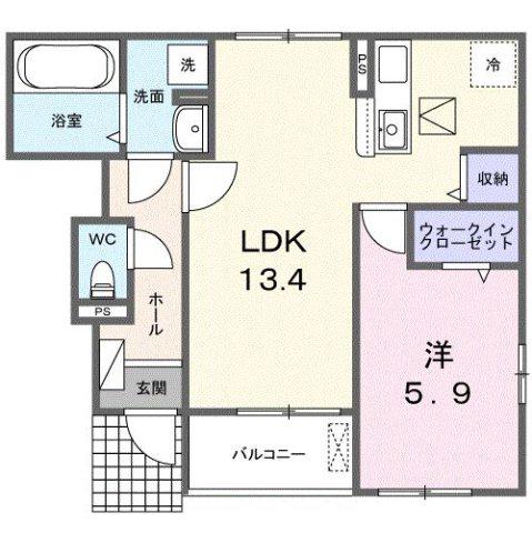 プロムナード大神II(1LDK/1階)の間取り写真