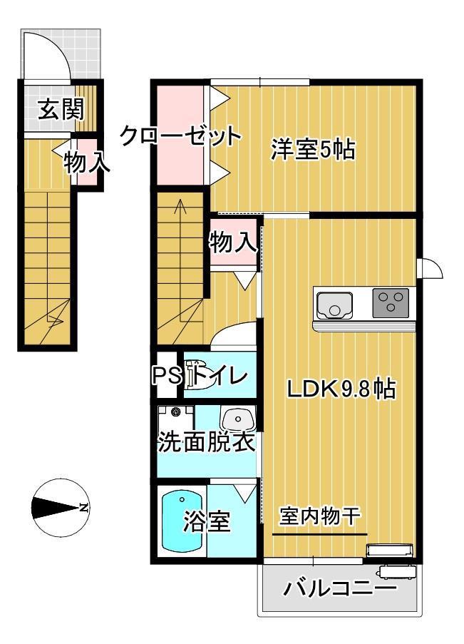 プロスパー(1LDK/2階)の間取り写真