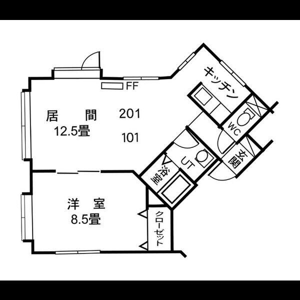 パシャ21-II(1LDK/3階)の間取り写真