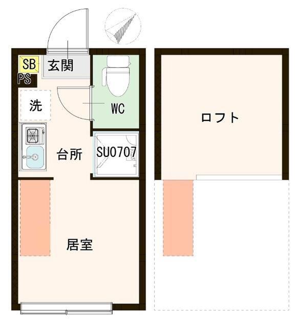 カーサグランデ(ワンルーム/2階)の間取り写真