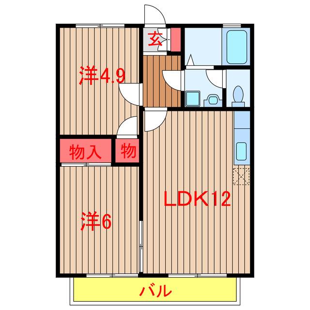グレース田喜野井I・II・III(2LDK/2階)の間取り写真
