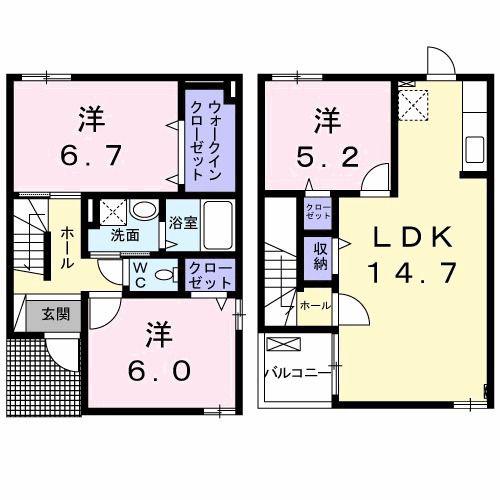サンテラス山本II(3LDK/1階)の間取り写真