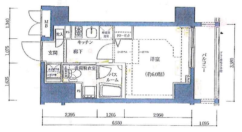 ZOOM浜松町(1K/7階)の間取り写真