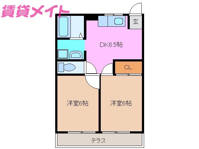 はやしはうすA棟(2DK/1階)の間取り写真
