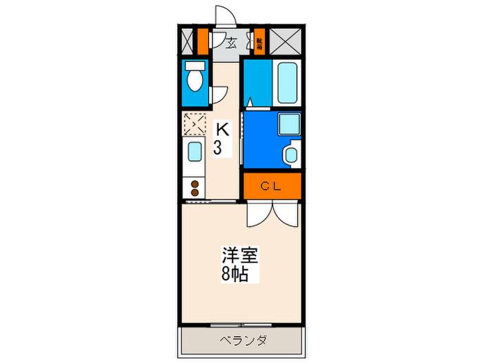 サンセリテM(1K/2階)の間取り写真