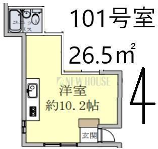 瀧ハイツ(ワンルーム/1階)の間取り写真